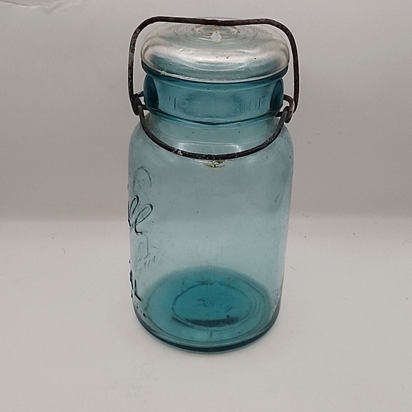 Vintage Ball Ideal Blue Glass Quart Canning Jar 7.75" - Picture 2 of 7